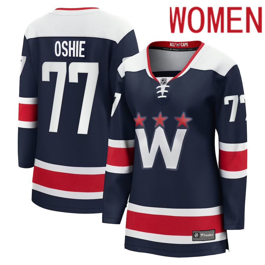 Women Washington Capitals 77 TJ Oshie Fanatics Branded Navy Alternate Premier Breakaway Player NHL Jersey